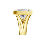Yellow gold Bezel Set Princess Solitaire Diamond Ring with Smooth Band 5