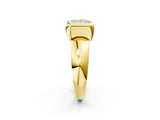 Yellow gold Bezel Set Princess Solitaire Ring with Wide Band 3