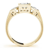 Yellow gold Bezel-Set Princess and Round Cut Milgrain Band Ring 2