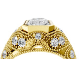 Yellow gold Bezel Set Radiant Cut Diamond Milgrain Band Ring_17