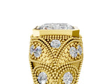 Yellow gold Bezel Set Radiant Cut Diamond Milgrain Band Ring_18