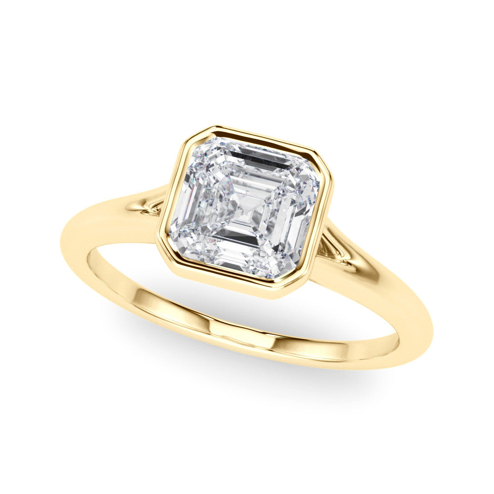 Yellow gold Bezel Set Radiant Cut Solitaire Ring 1