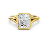 Yellow gold Bezel Set Radiant Cut Solitaire Ring with Tapered Band 1