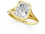 Yellow gold Bezel Set Radiant Cut Solitaire Ring with Tapered Band 2
