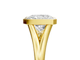 Yellow gold Bezel Set Radiant Cut Solitaire Ring with Tapered Band