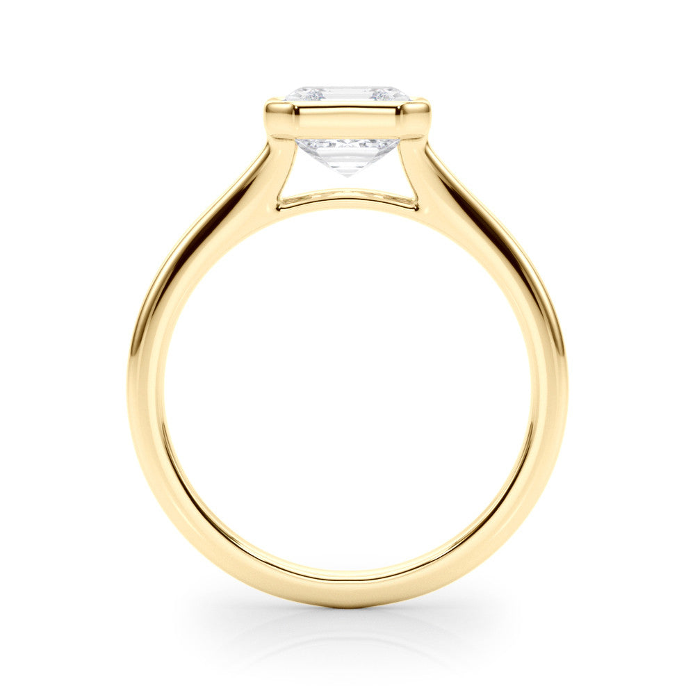 Yellow gold Bezel Set Radiant Cut Solitaire Ring