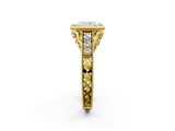Yellow gold Bezel Set Radiant Diamond Milgrain Pave Engagement Ring_38