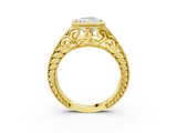 Yellow gold Bezel Set Radiant Diamond Milgrain Pave Engagement Ring_39