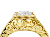 Yellow gold Bezel Set Radiant Diamond Milgrain Pave Engagement Ring_40