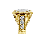 Yellow gold Bezel Set Radiant Diamond Milgrain Pave Engagement Ring_41