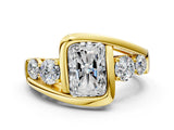 Yellow gold Bezel Set Radiant Diamond Split Shank Ring_3