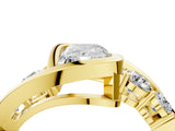Yellow gold Bezel Set Radiant Diamond Split Shank Ring_7