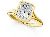 Yellow gold Bezel Set Radiant Solitaire Diamond Ring with Smooth Band 2