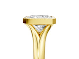 Yellow gold Bezel Set Radiant Solitaire Diamond Ring with Smooth Band