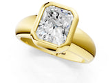 Yellow gold Bezel Set Radiant Solitaire Ring with Wide Band 1