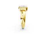 Yellow gold Bezel Set Radiant Solitaire Ring with Wide Band 2