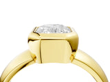 Yellow gold Bezel Set Radiant Solitaire Ring with Wide Band 4