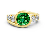 Yellow gold Bezel Set Round Cut Diamond Split Shank Ring
