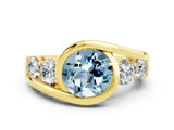 Yellow gold Bezel Set Round Cut Diamond Split Shank Ring