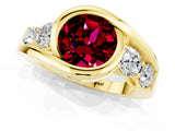 Yellow gold Bezel Set Round Cut Diamond Split Shank Ring_1
