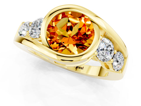 Yellow gold Bezel Set Round Cut Diamond Split Shank Ring_1