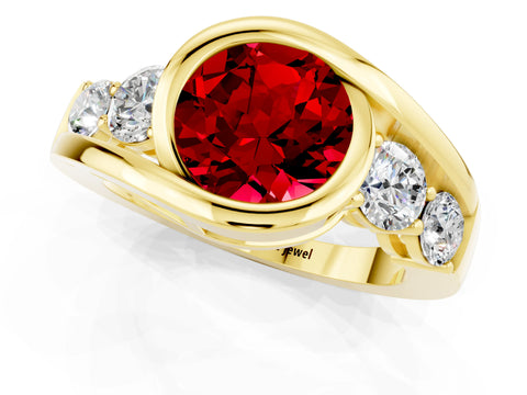 Yellow gold Bezel Set Round Cut Diamond Split Shank Ring_1