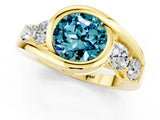 Yellow gold Bezel Set Round Cut Diamond Split Shank Ring_1
