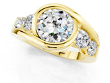 Yellow gold Bezel Set Round Cut Diamond Split Shank Ring_1