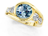 Yellow gold Bezel Set Round Cut Diamond Split Shank Ring_1