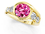 Yellow gold Bezel Set Round Cut Diamond Split Shank Ring_1