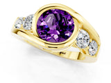 Yellow gold Bezel Set Round Cut Diamond Split Shank Ring_1