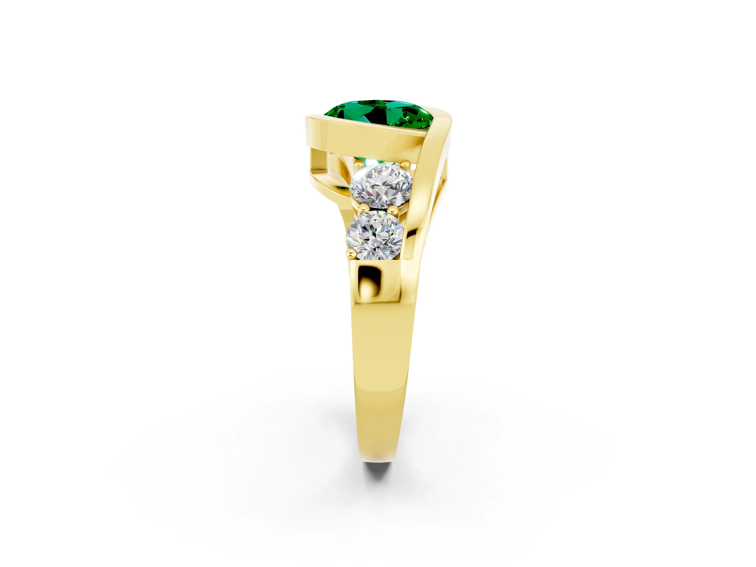 Yellow gold Bezel Set Round Cut Diamond Split Shank Ring_2