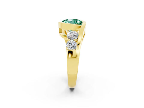 Yellow gold Bezel Set Round Cut Diamond Split Shank Ring_2