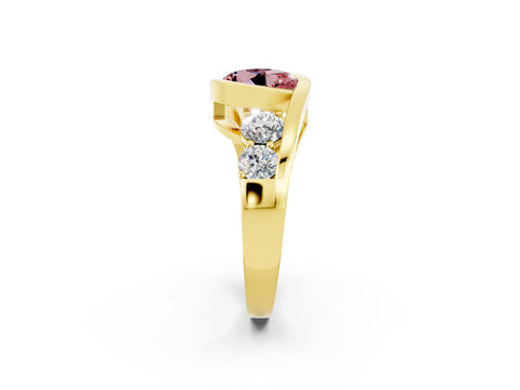 Yellow gold Bezel Set Round Cut Diamond Split Shank Ring_2