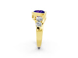 Yellow gold Bezel Set Round Cut Diamond Split Shank Ring_2