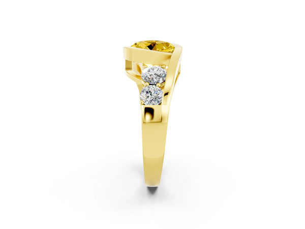 Yellow gold Bezel Set Round Cut Yellow Sapphire Bypass Ring with Round  Accents
