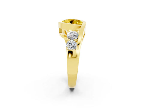 Yellow gold Bezel Set Round Cut Diamond Split Shank Ring_2