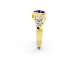 Yellow gold Bezel Set Round Cut Diamond Split Shank Ring_2