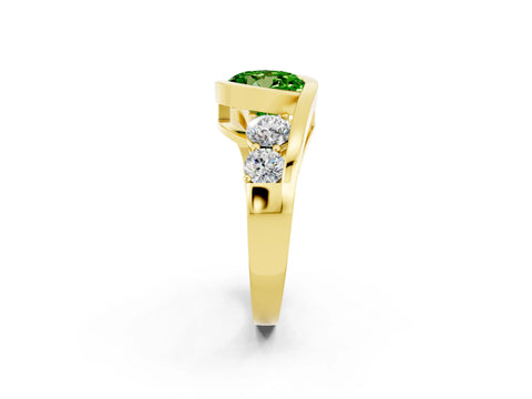 Yellow gold Bezel Set Round Cut Diamond Split Shank Ring_2