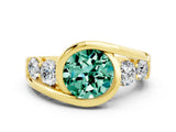 Yellow gold Bezel Set Round Cut Diamond Split Shank Ring