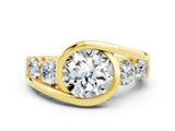 Yellow gold Bezel Set Round Cut Diamond Split Shank Ring