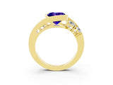Yellow gold Bezel Set Round Cut Diamond Split Shank Ring_3