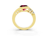 Yellow gold Bezel Set Round Cut Diamond Split Shank Ring_3