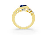Yellow gold Bezel Set Round Cut Diamond Split Shank Ring_3