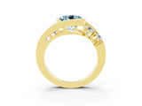 Yellow gold Bezel Set Round Cut Diamond Split Shank Ring_3