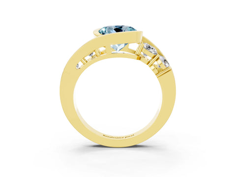 Yellow gold Bezel Set Round Cut Diamond Split Shank Ring_3
