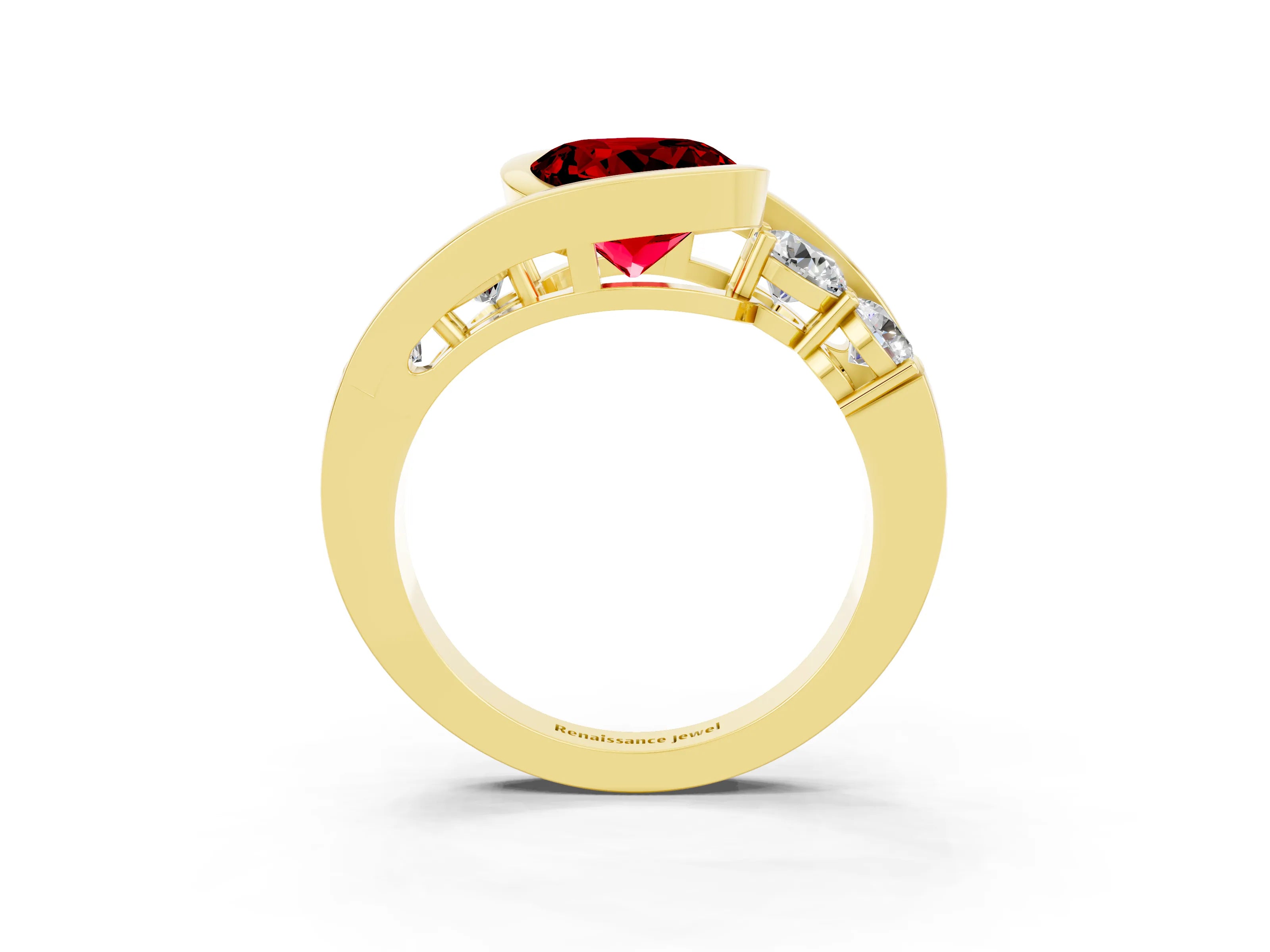 Yellow gold Bezel Set Round Cut Diamond Split Shank Ring_3