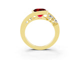 Yellow gold Bezel Set Round Cut Diamond Split Shank Ring_3