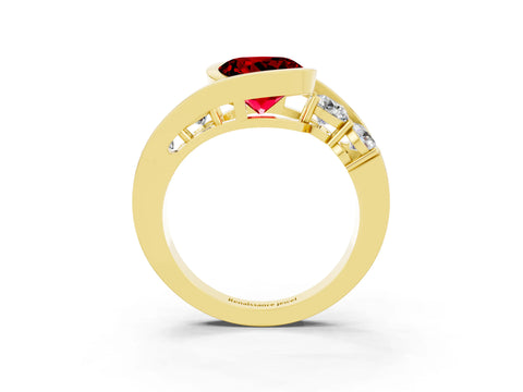 Yellow gold Bezel Set Round Cut Diamond Split Shank Ring_3