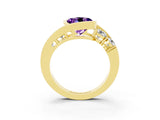 Yellow gold Bezel Set Round Cut Diamond Split Shank Ring_3